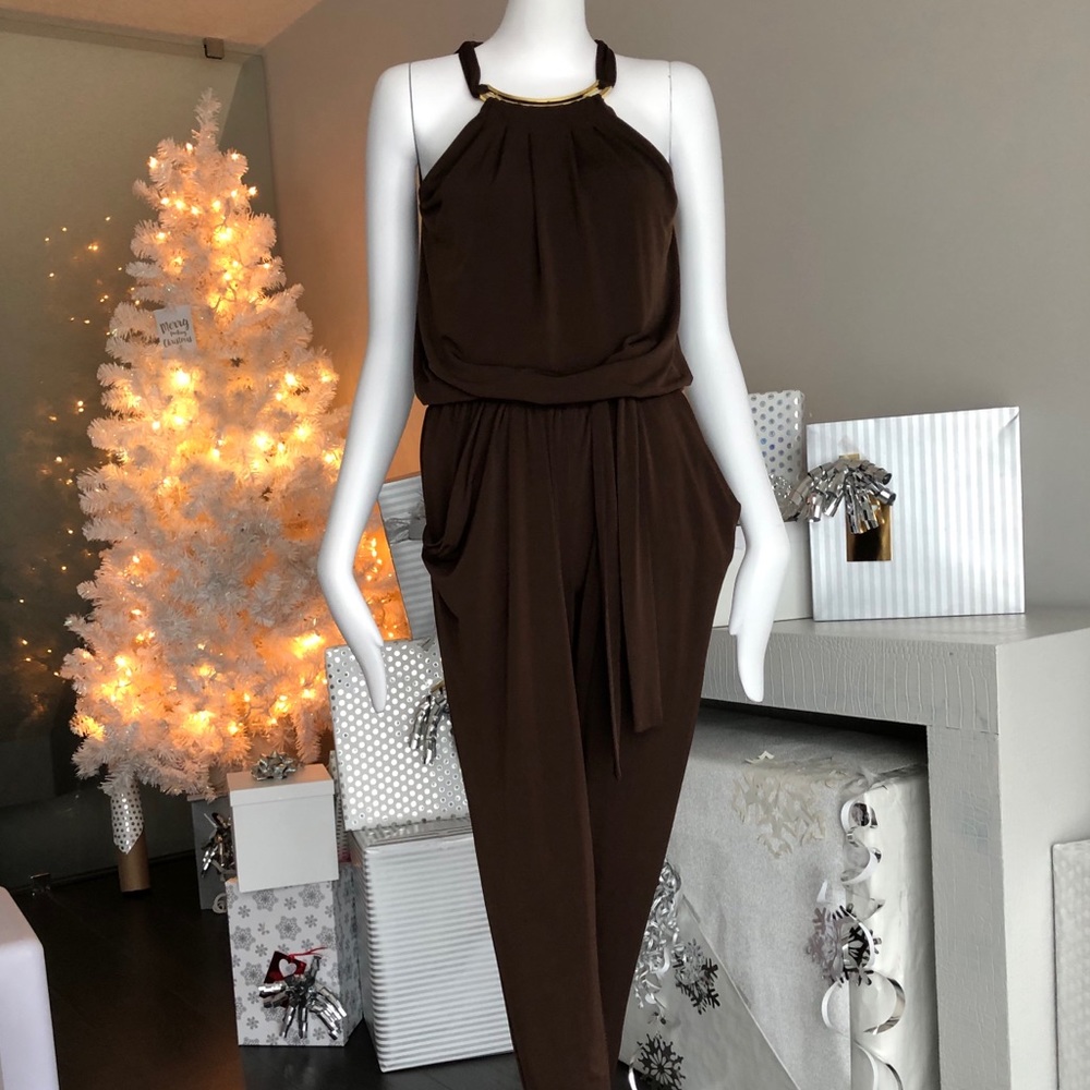 Michael Kors Chocolate Brown Halter Jumpsuit!